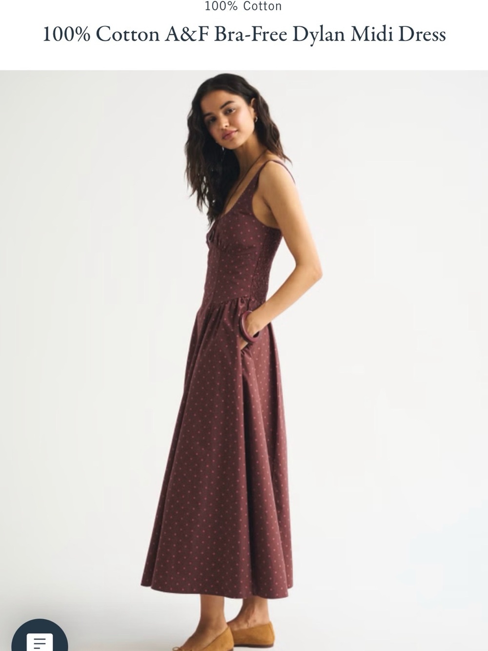 Abercrombie & Fitch Burgundy Polka Dot Midi Dress - Picture 3 of 5